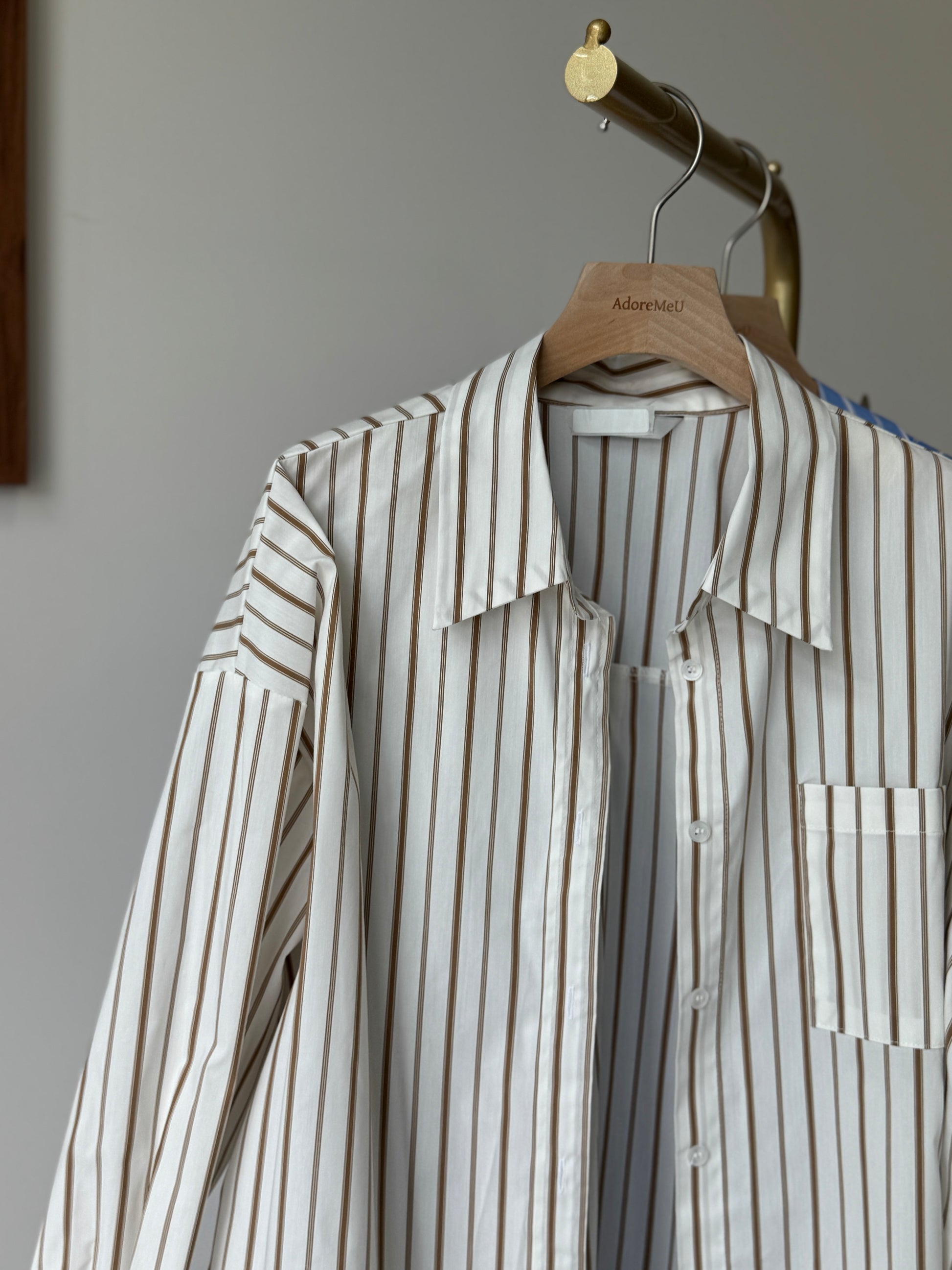 Fall Striped Button-Down Shirt - AdoreMeU