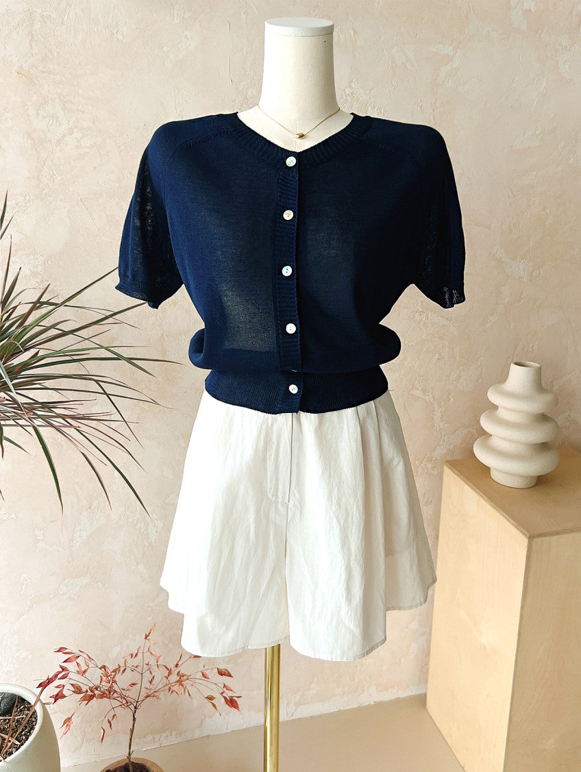 * Linen Raglan Knit Cardigan