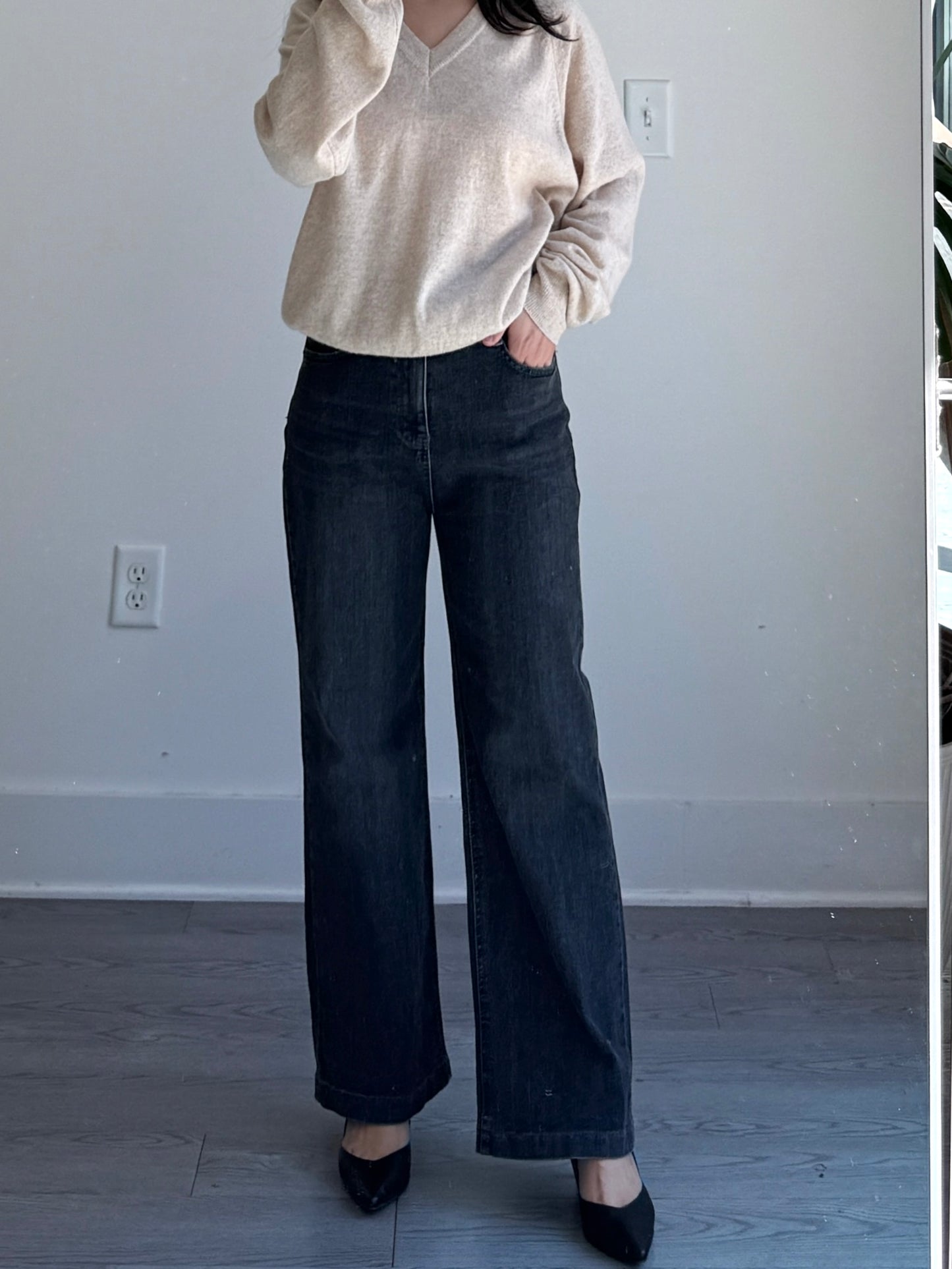 Gray Wide Straight Denim - AdoreMeU