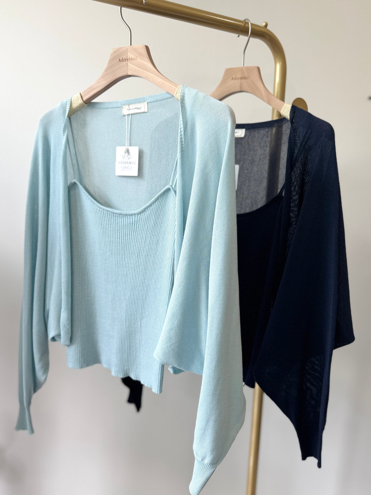 Cardigan and Tank Top Knit Set