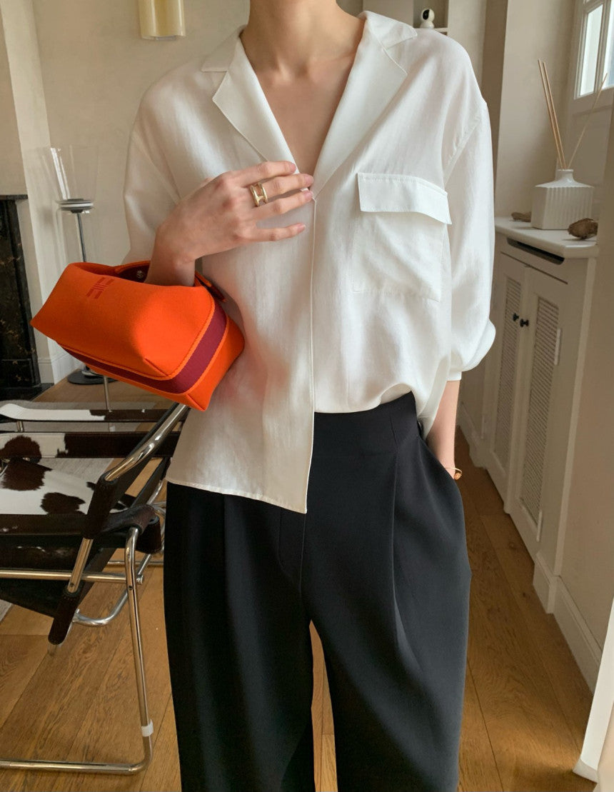 *실키 포켓 블라우스