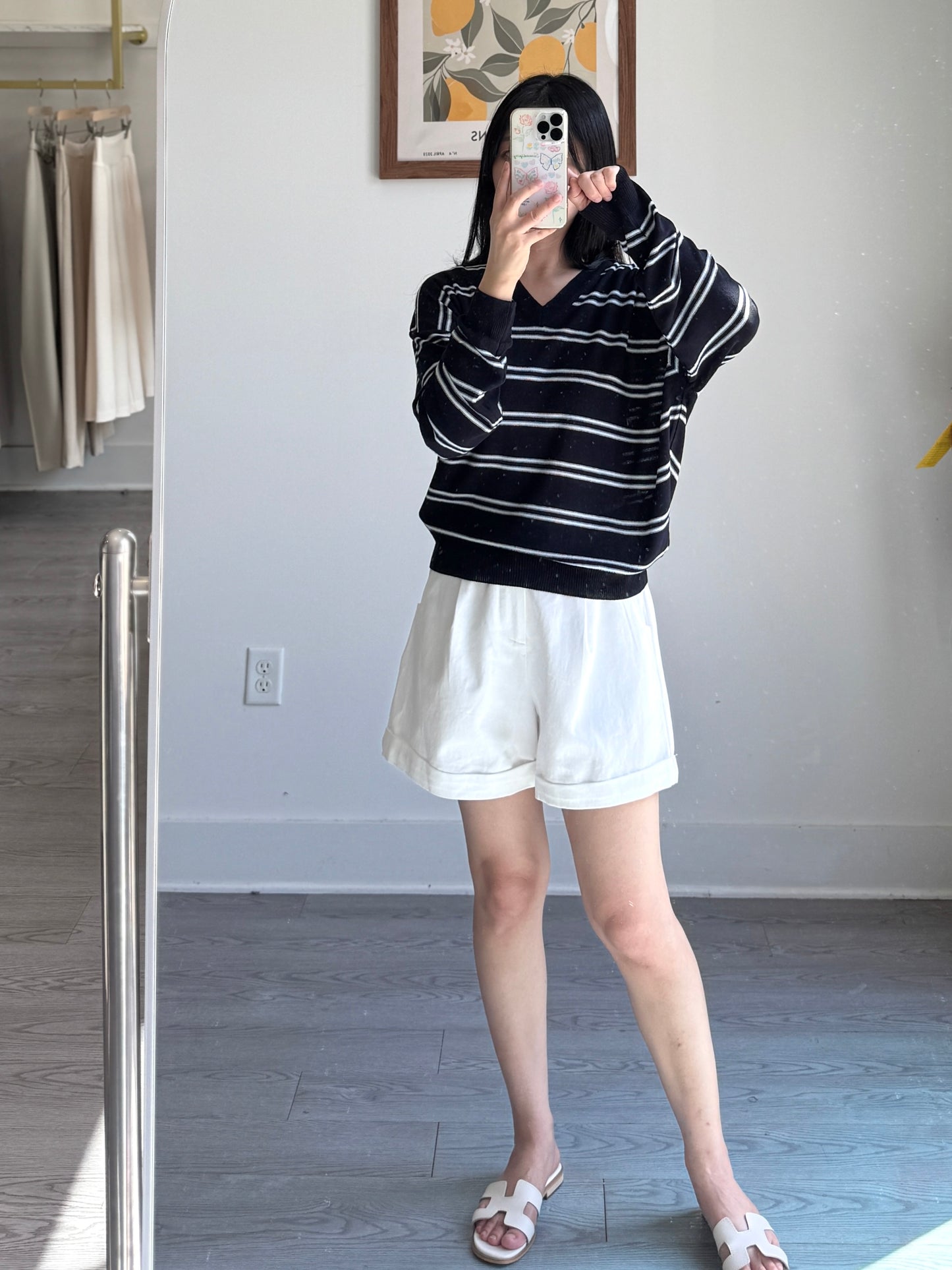 Stripe V neck Knit Top(~9/1) - AdoreMeU