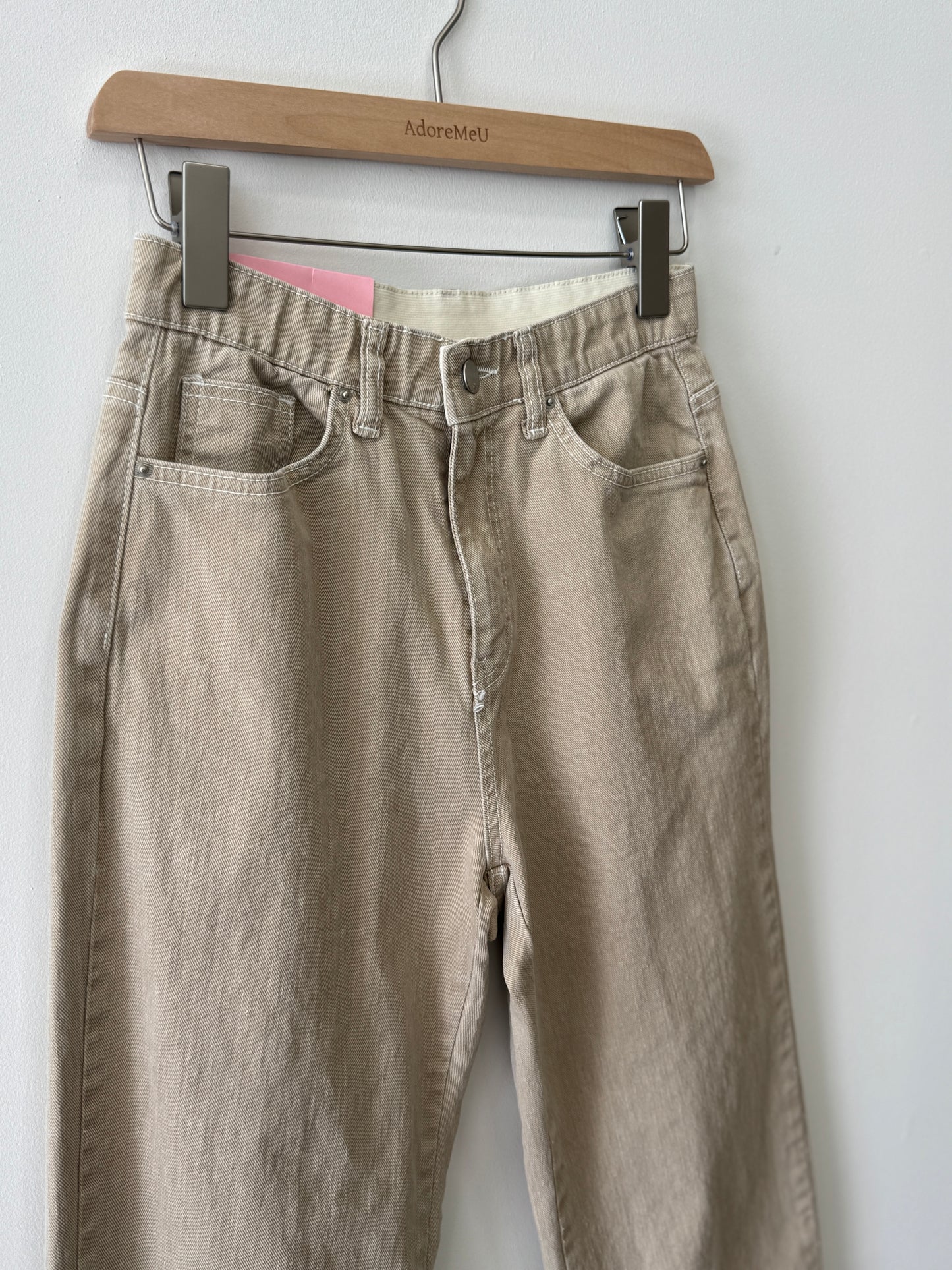 712 Banding Straight Wide Pants/Beige