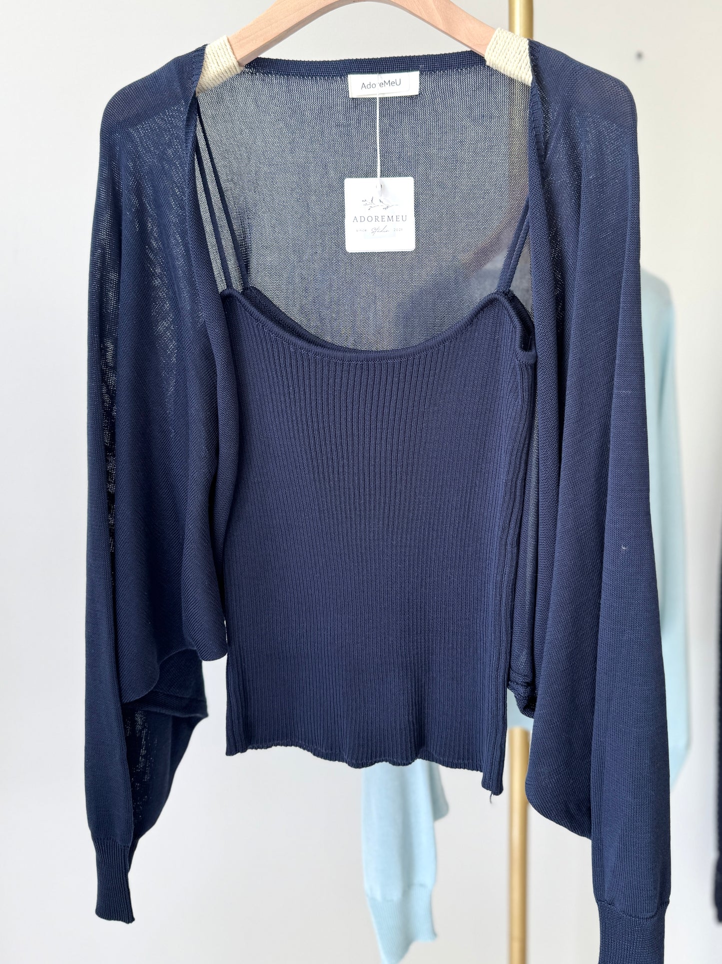 Cardigan and Tank Top Knit Set