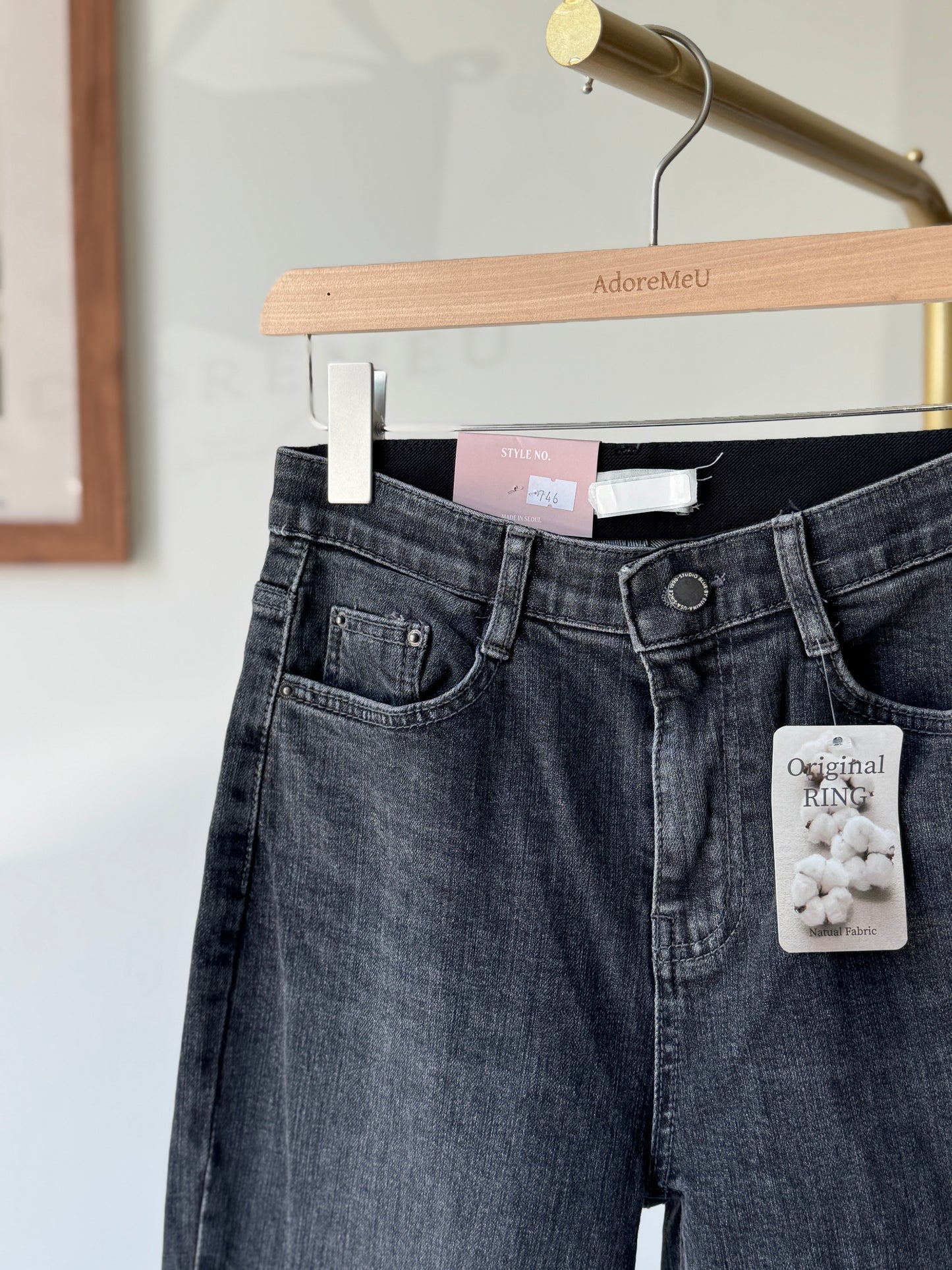 Gray Wide Straight Denim - AdoreMeU