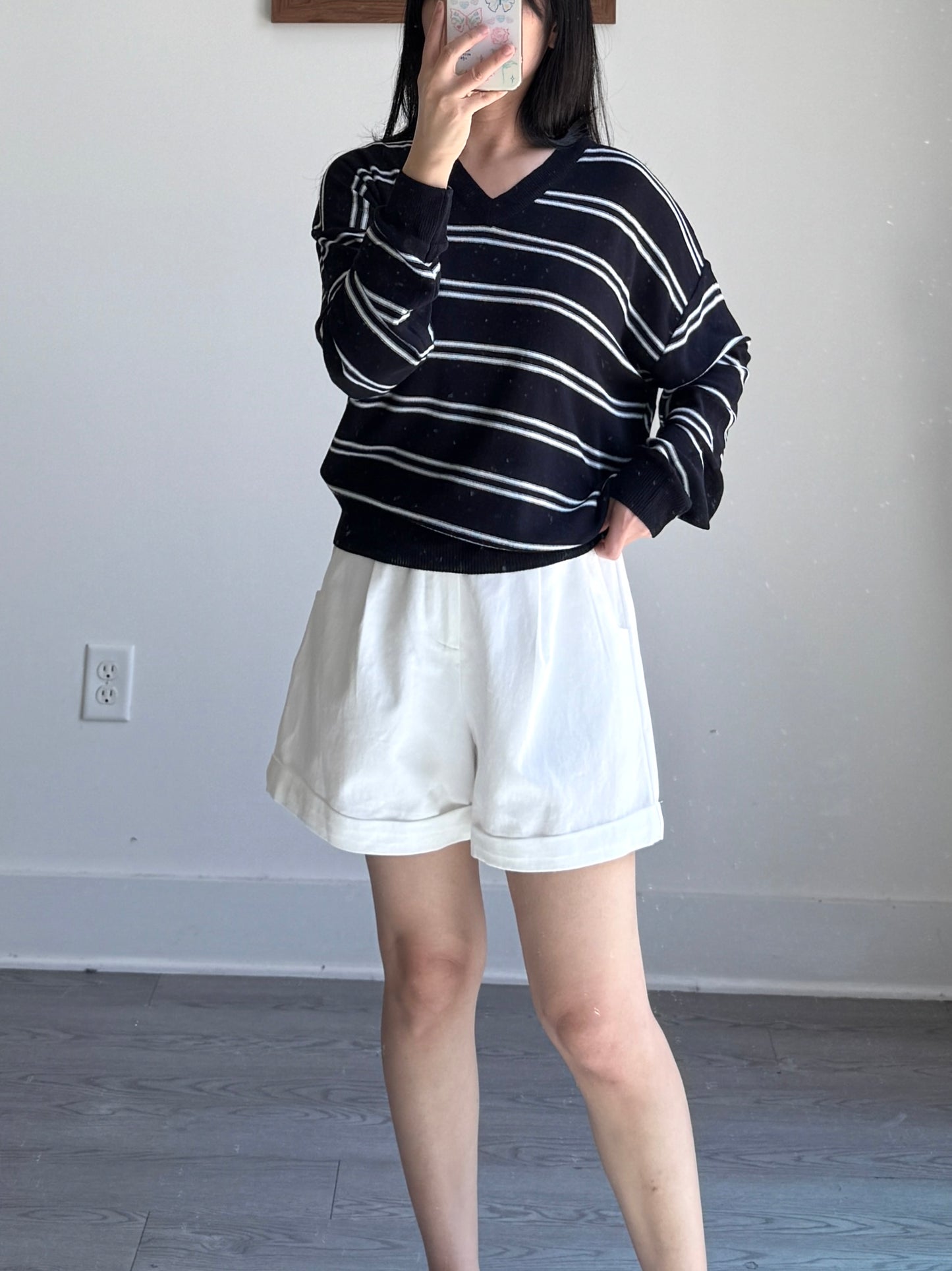 Stripe V neck Knit Top(~9/1) - AdoreMeU