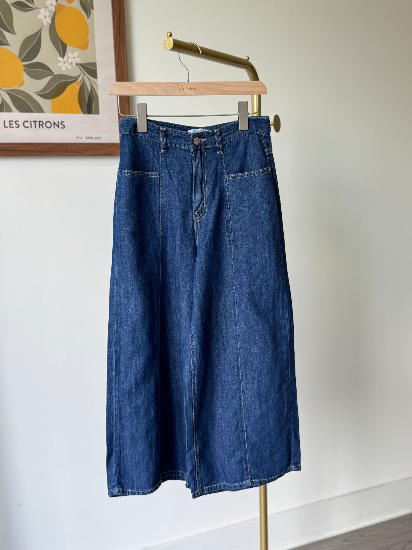Linen Denim Front Seam Pocket Pants - AdoreMeU