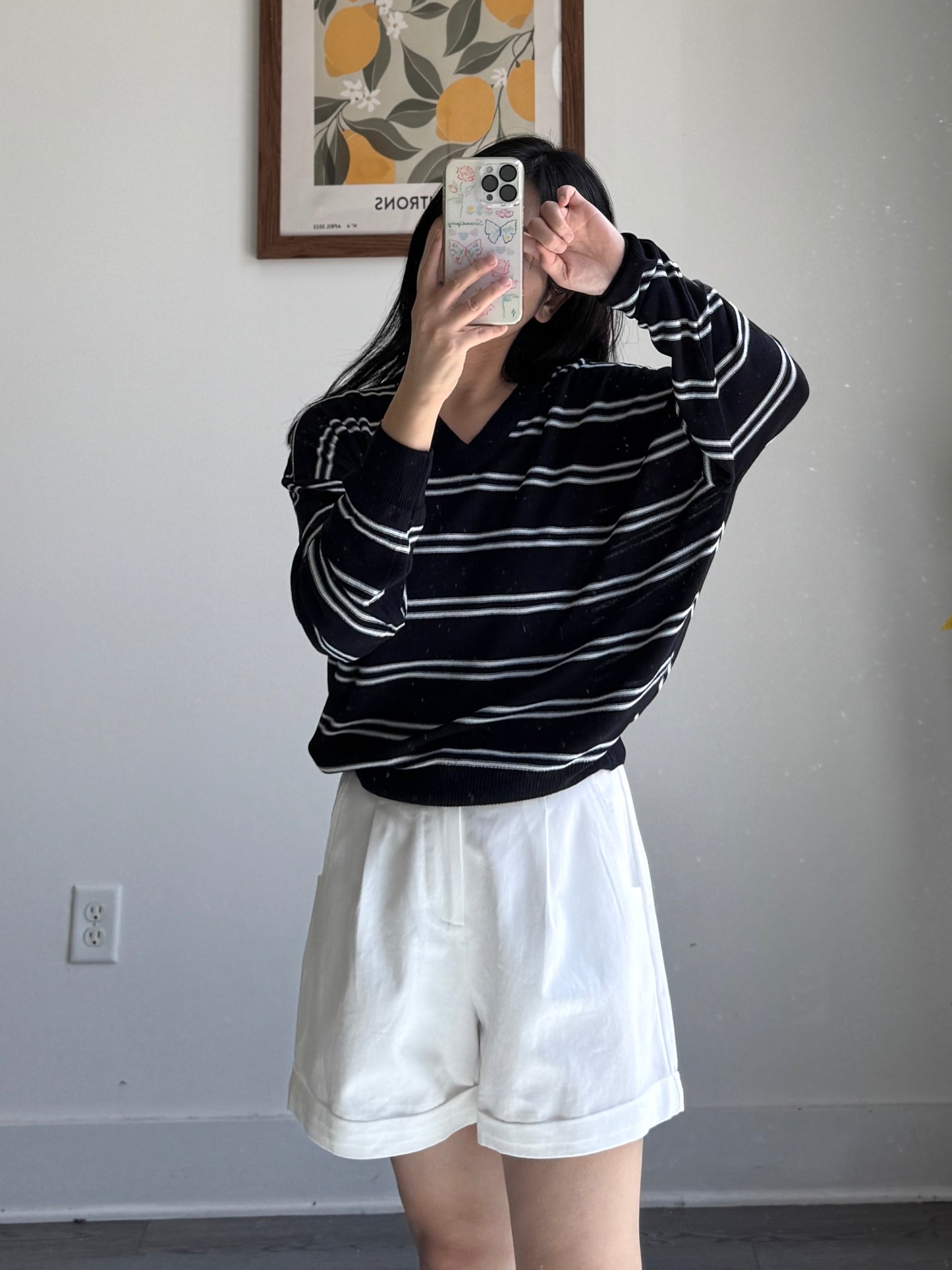 Stripe V neck Knit Top(~9/1) - AdoreMeU