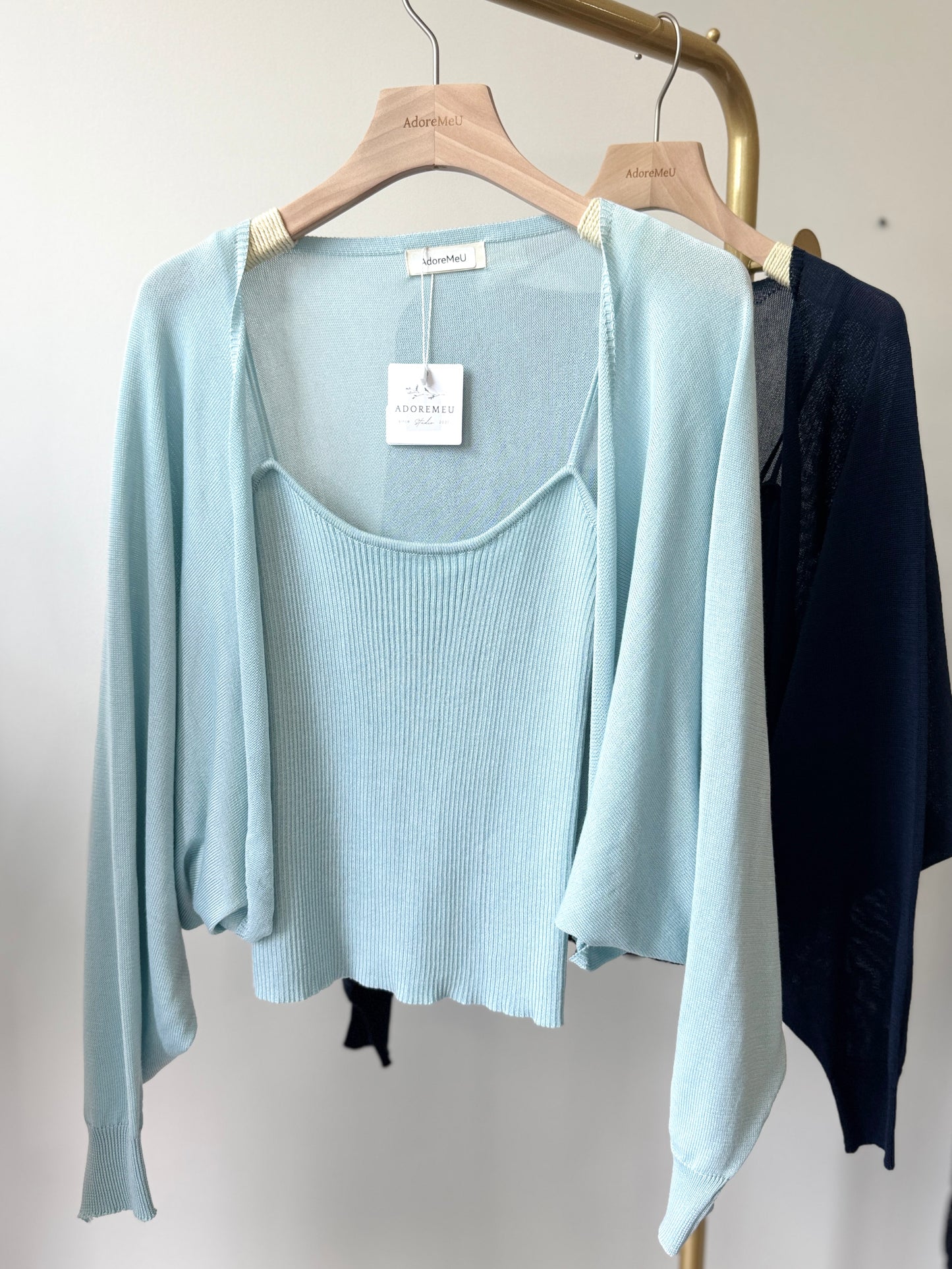 Cardigan and Tank Top Knit Set