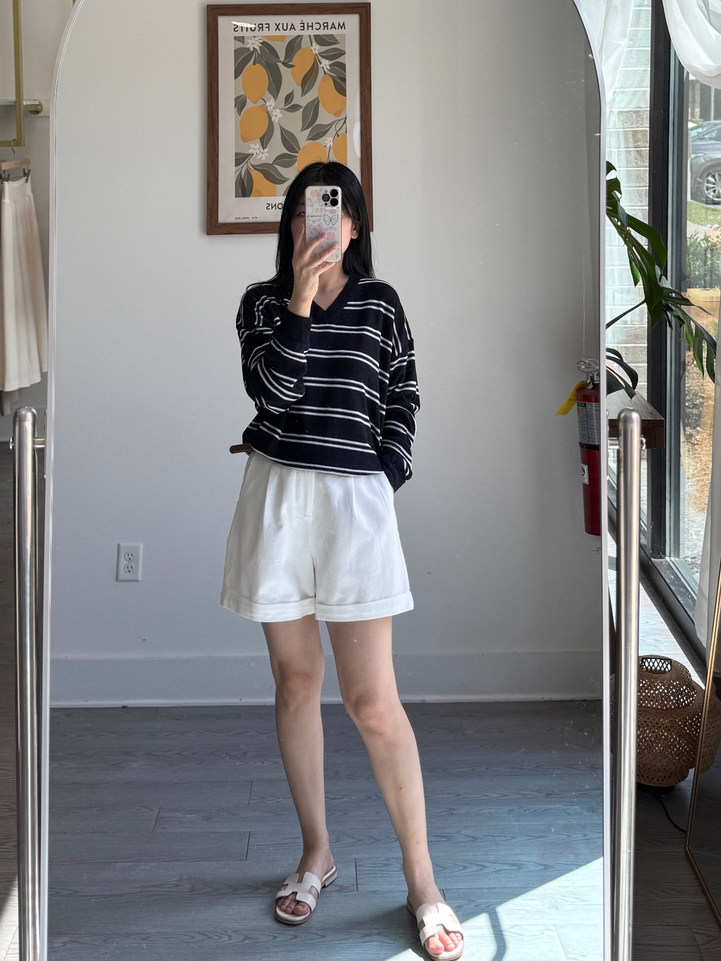 Stripe V neck Knit Top(~9/1) - AdoreMeU