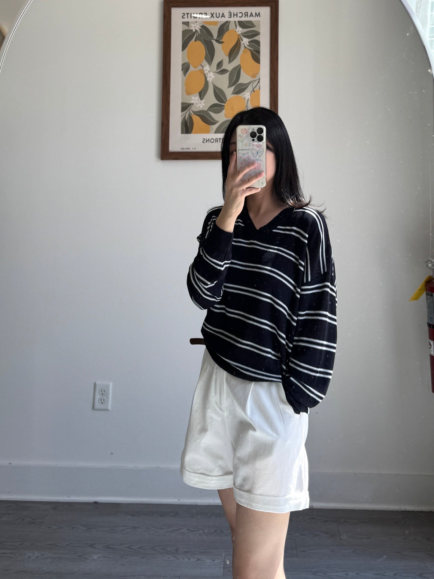 Stripe V neck Knit Top(~9/1) - AdoreMeU