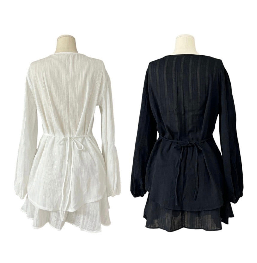 *Feminine Frill Blouse & Skirt Set