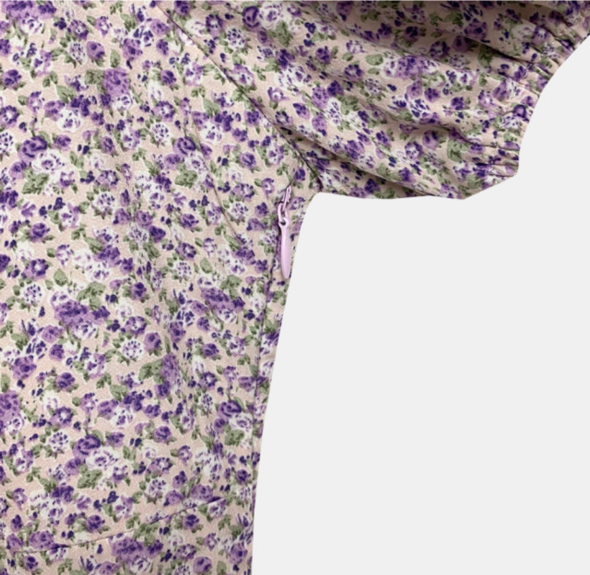 * Lavender Floral Puff Dress