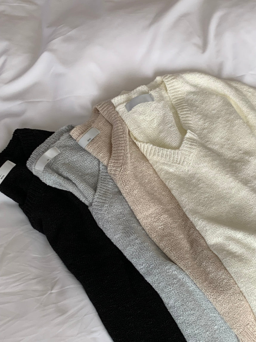 V-Neck Cap Sleeve Knit Top(~9/1) - AdoreMeU