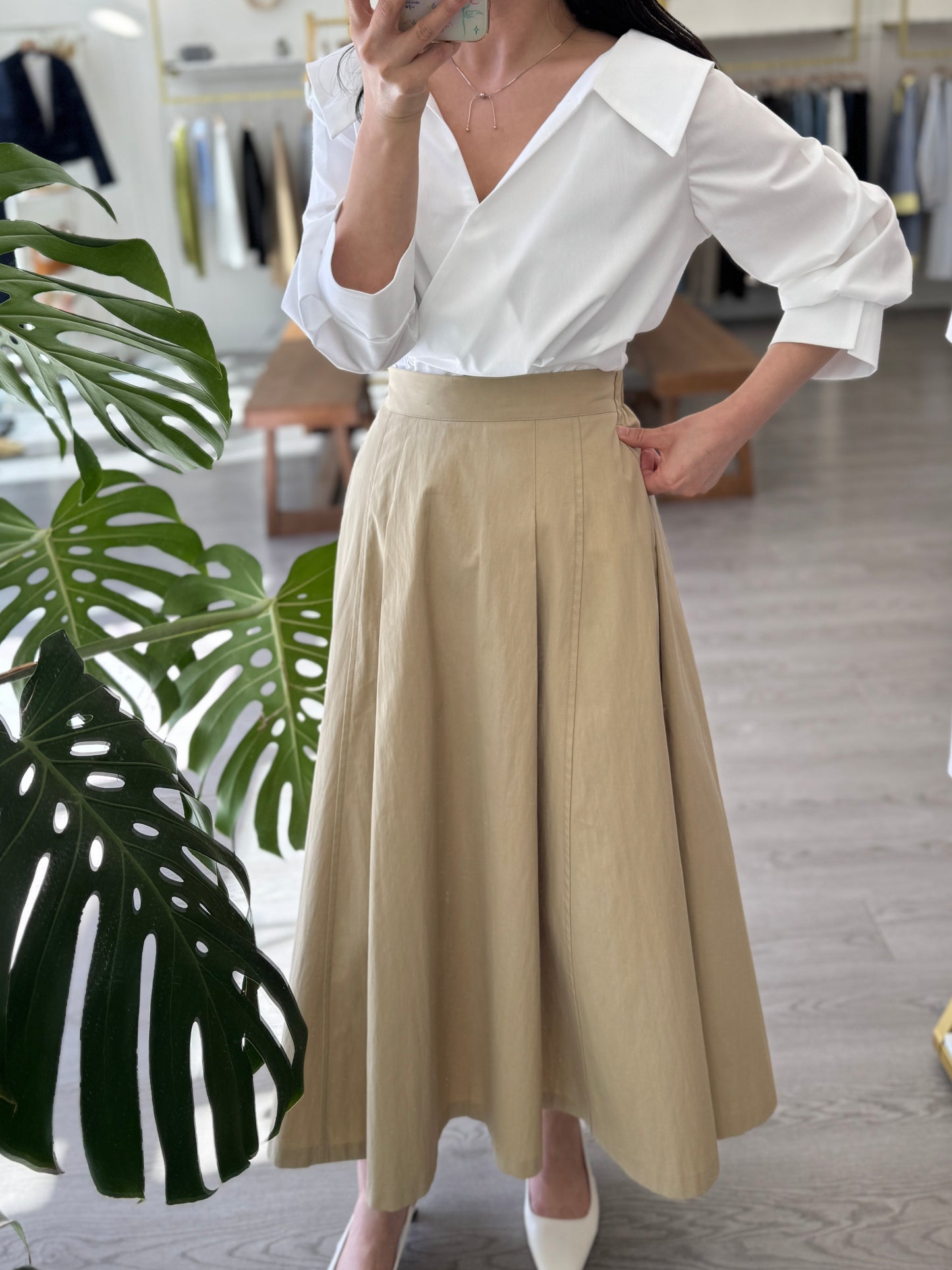 Pintuck A line Skirt