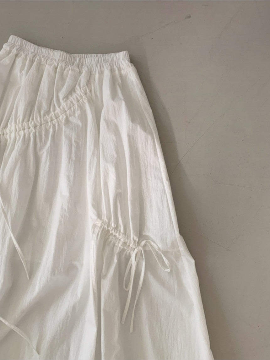 * Shirring Detail Flare Skirt