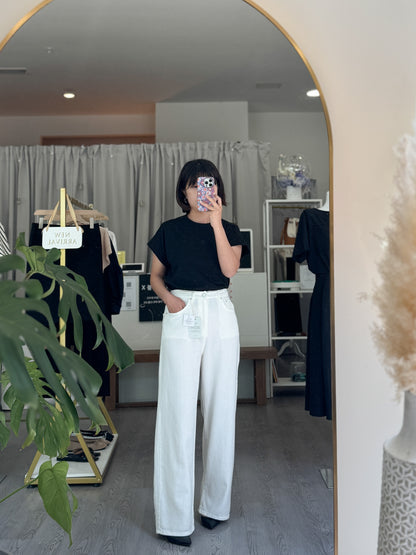Linen Wide White Pants - AdoreMeU