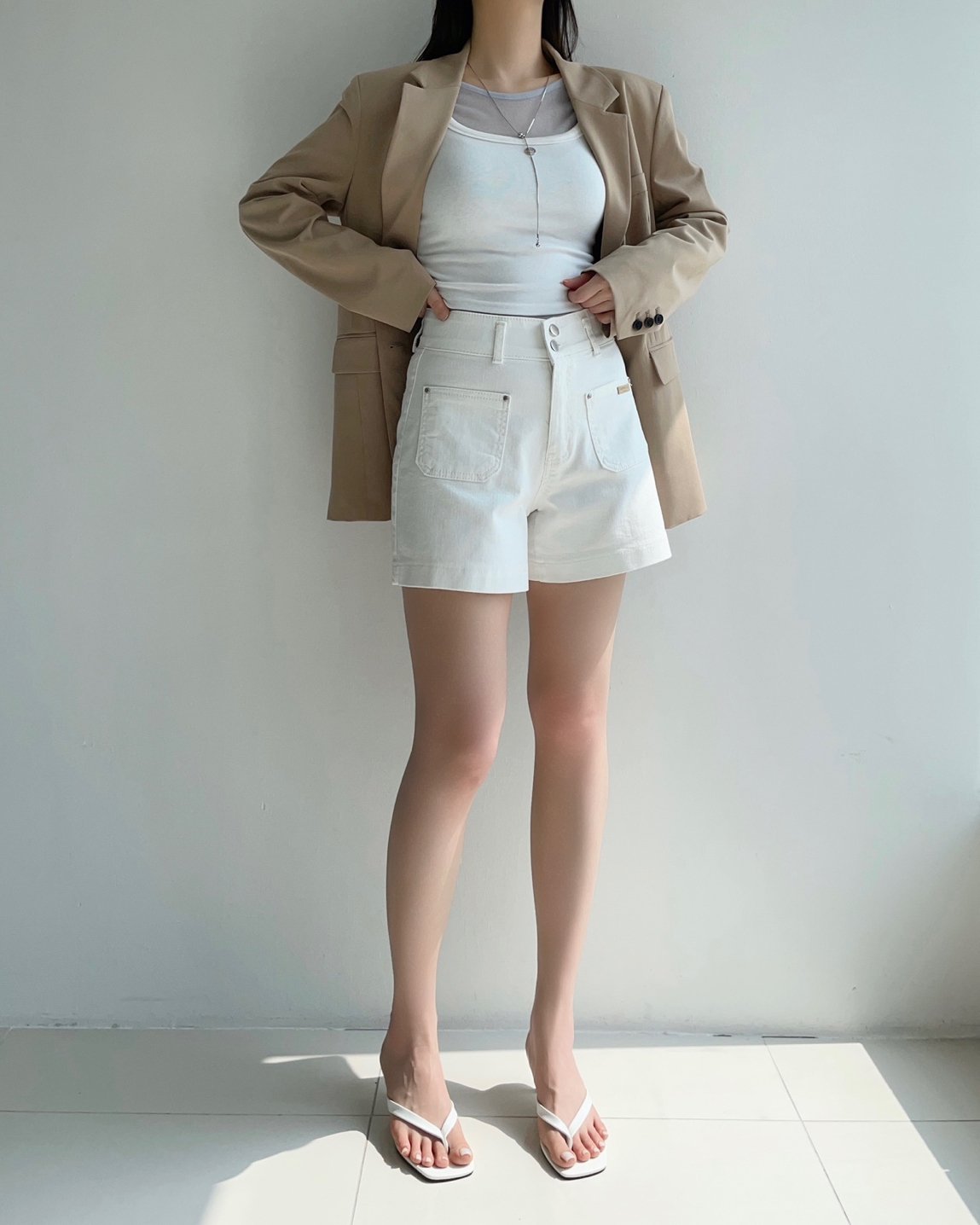 * High Band Front Pocket Shorts
