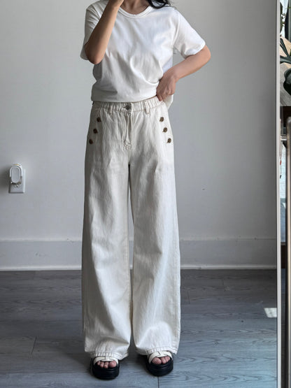 Three Button Ivory Pants - AdoreMeU