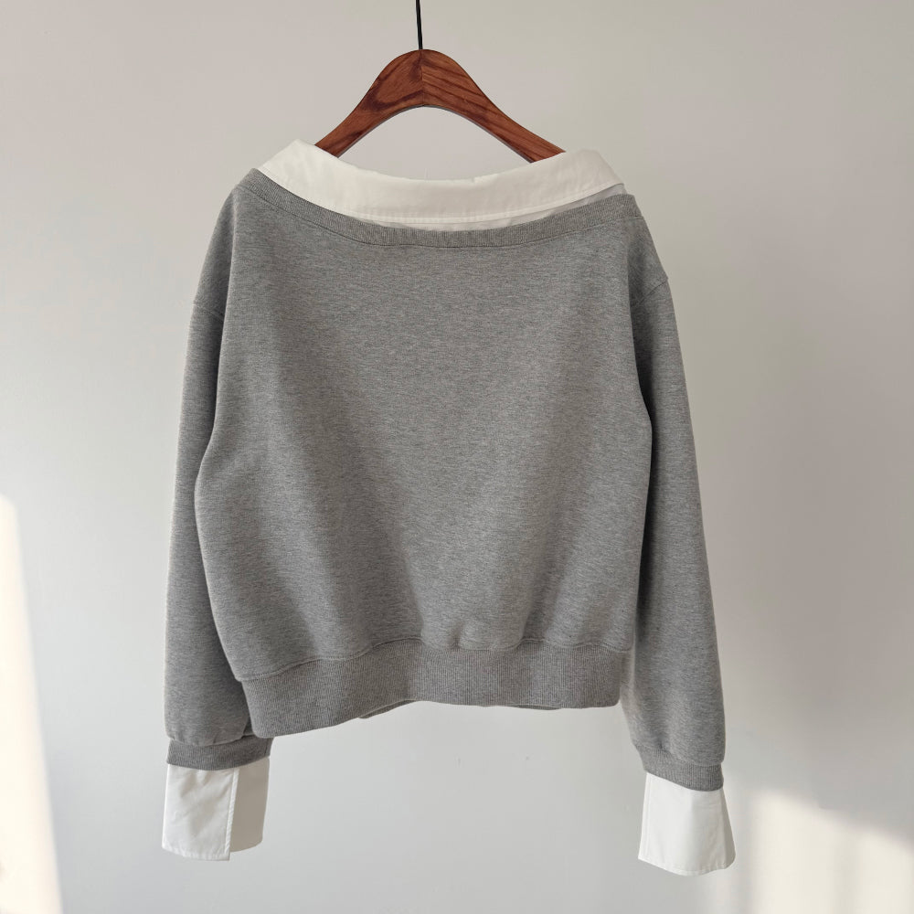 Layered Off-Shoulder Sweatshirt