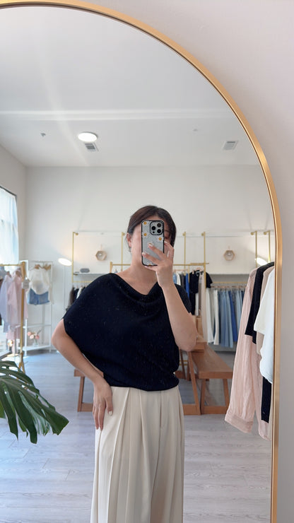 Draped Short Sleeve Knit Top (~8/5)
