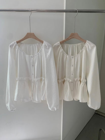 * Luna Shirring Frill Blouse