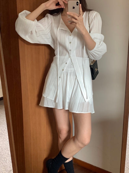 *Feminine Frill Blouse & Skirt Set