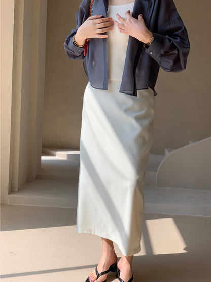 Mood Button Linen Skirt (~7/16)
