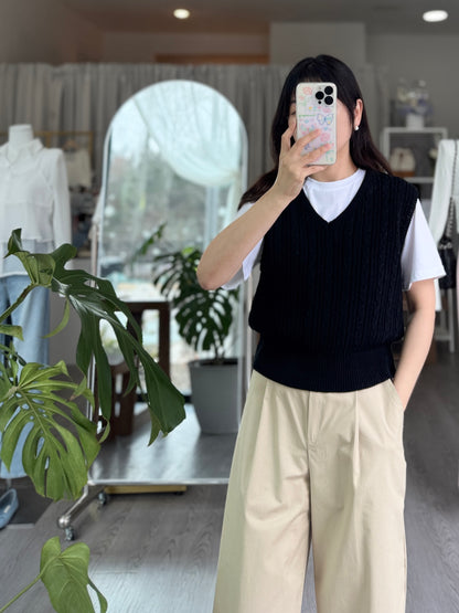 Cable Vneck Vest - AdoreMeU