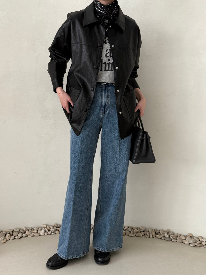Faux Leather Half Jacket