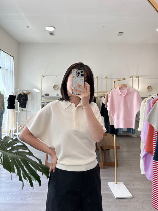 Plume Collar Knit Top (~6/4)