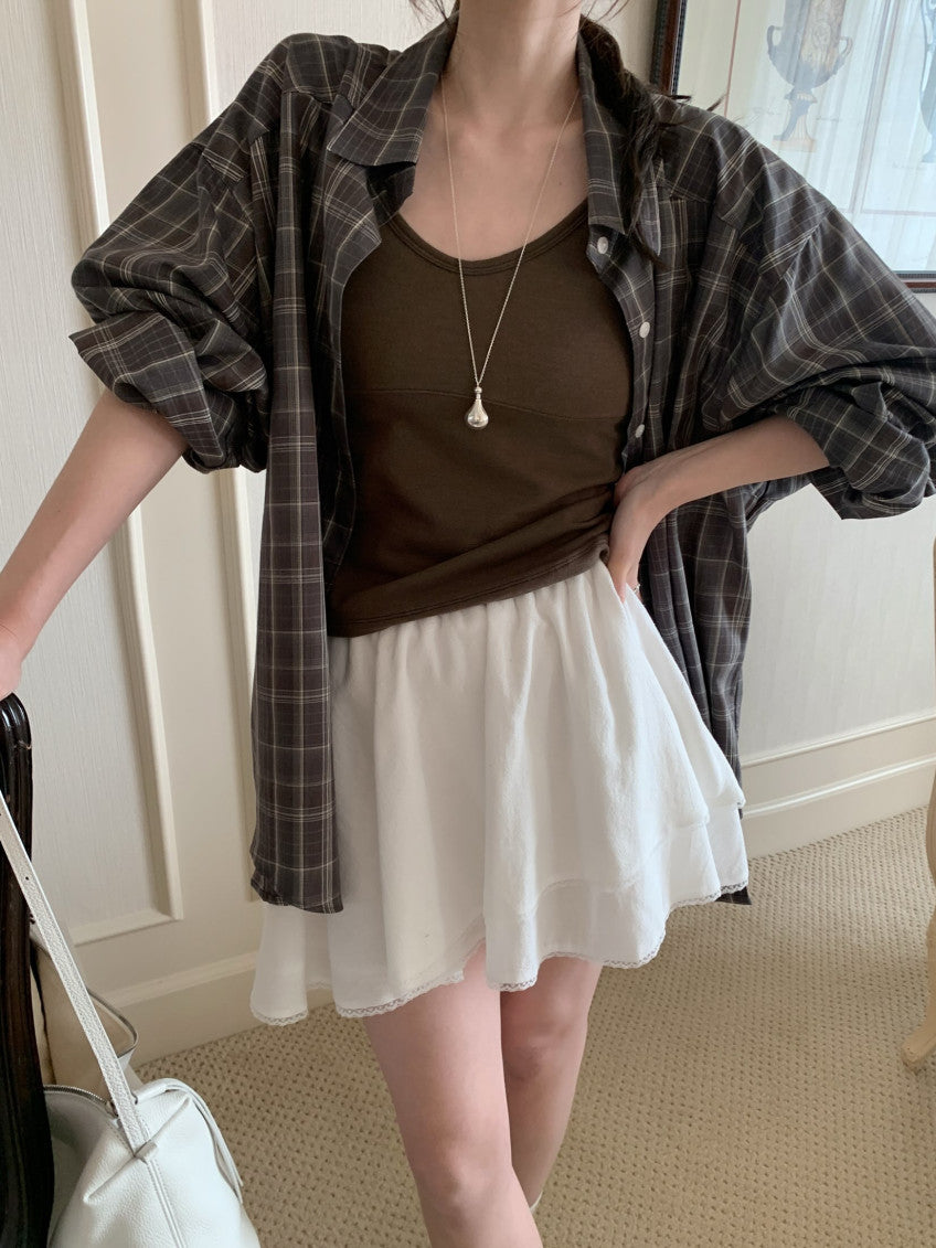 * Autumn Check Oversized Shirt