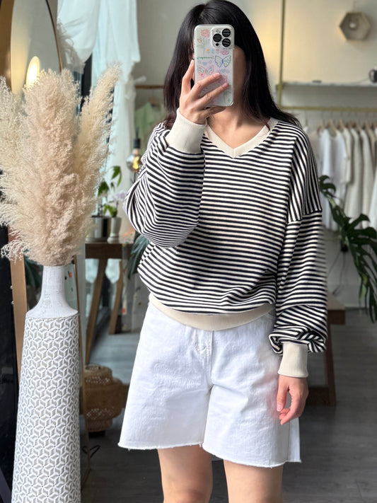 V Neck Stripe MTM - AdoreMeU