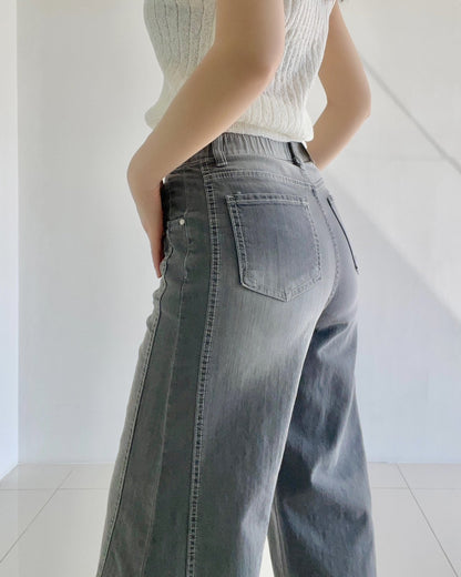 Banding Wide Denim (Gray)