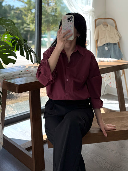 Oversized Solid Fall Shirt - AdoreMeU