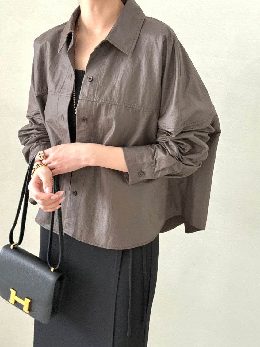 Matte Leather-Look Shirt Jacket