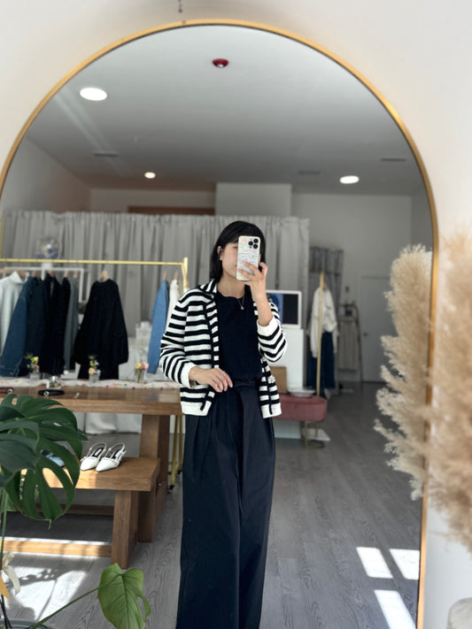Stripe Spangle Knit Cardigan - AdoreMeU