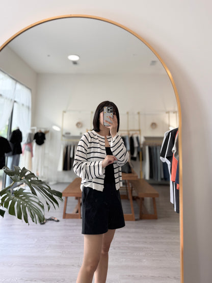 Saddle Boucle Stripe Cardigan