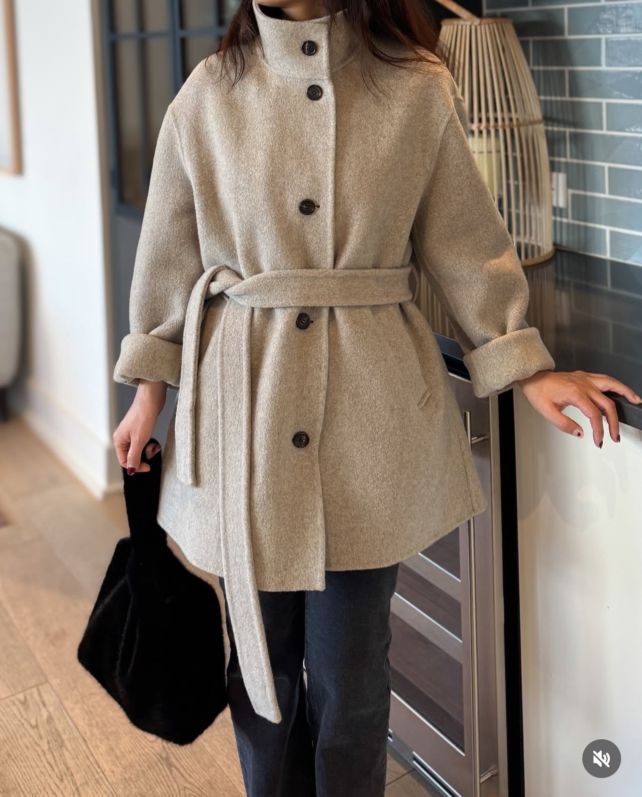 High Neck Handmade Half Coat