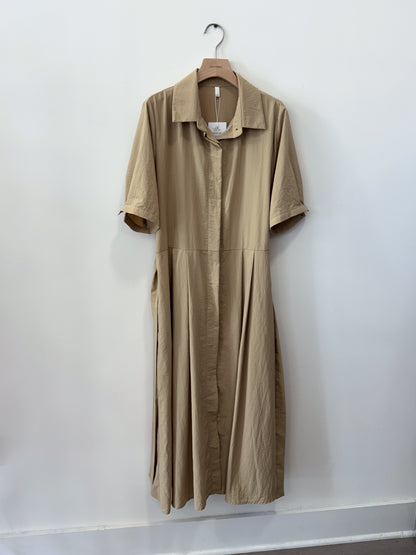 Collared Belted Balloon Dress - AdoreMeU