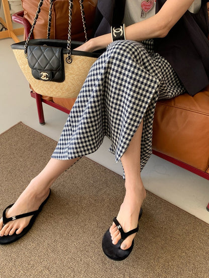 *Daily Check Long Skirt