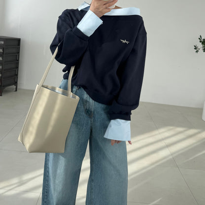 Layered Off-Shoulder Sweatshirt