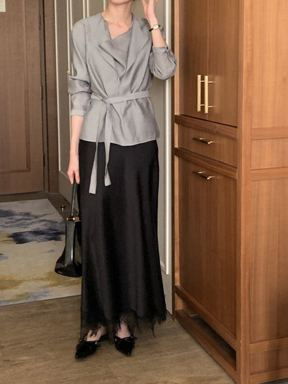 * Draped Belt Blouse