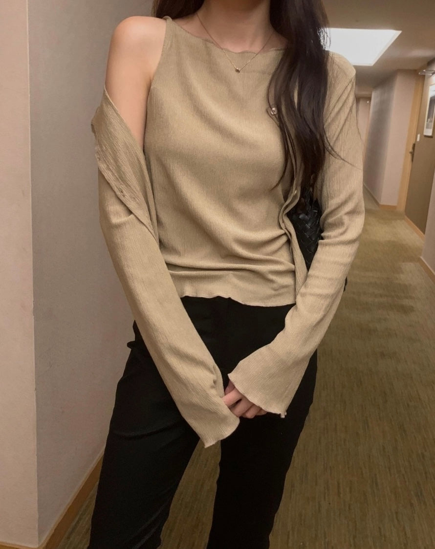 *Pleated Tank & Cardigan Set