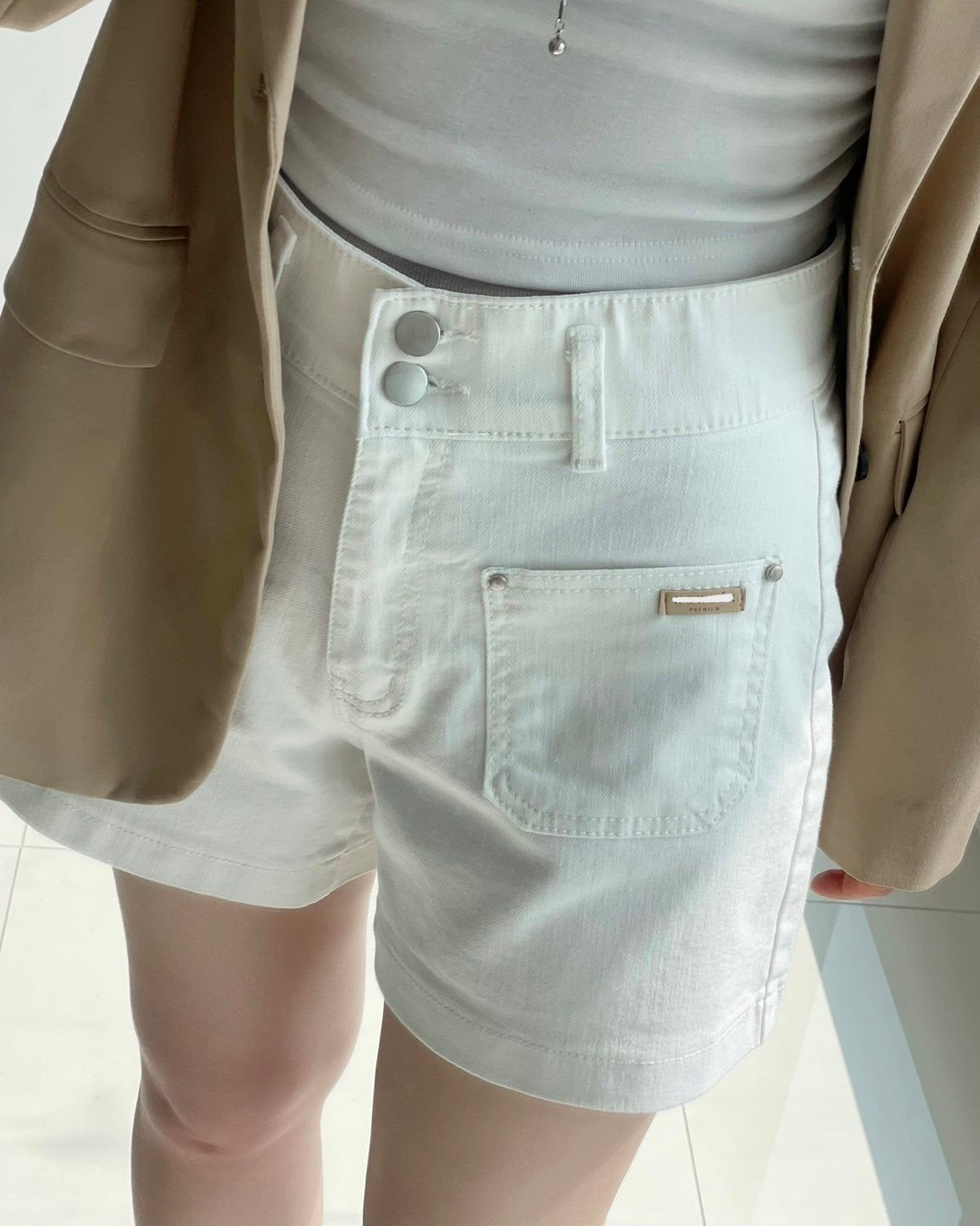 * High Band Front Pocket Shorts