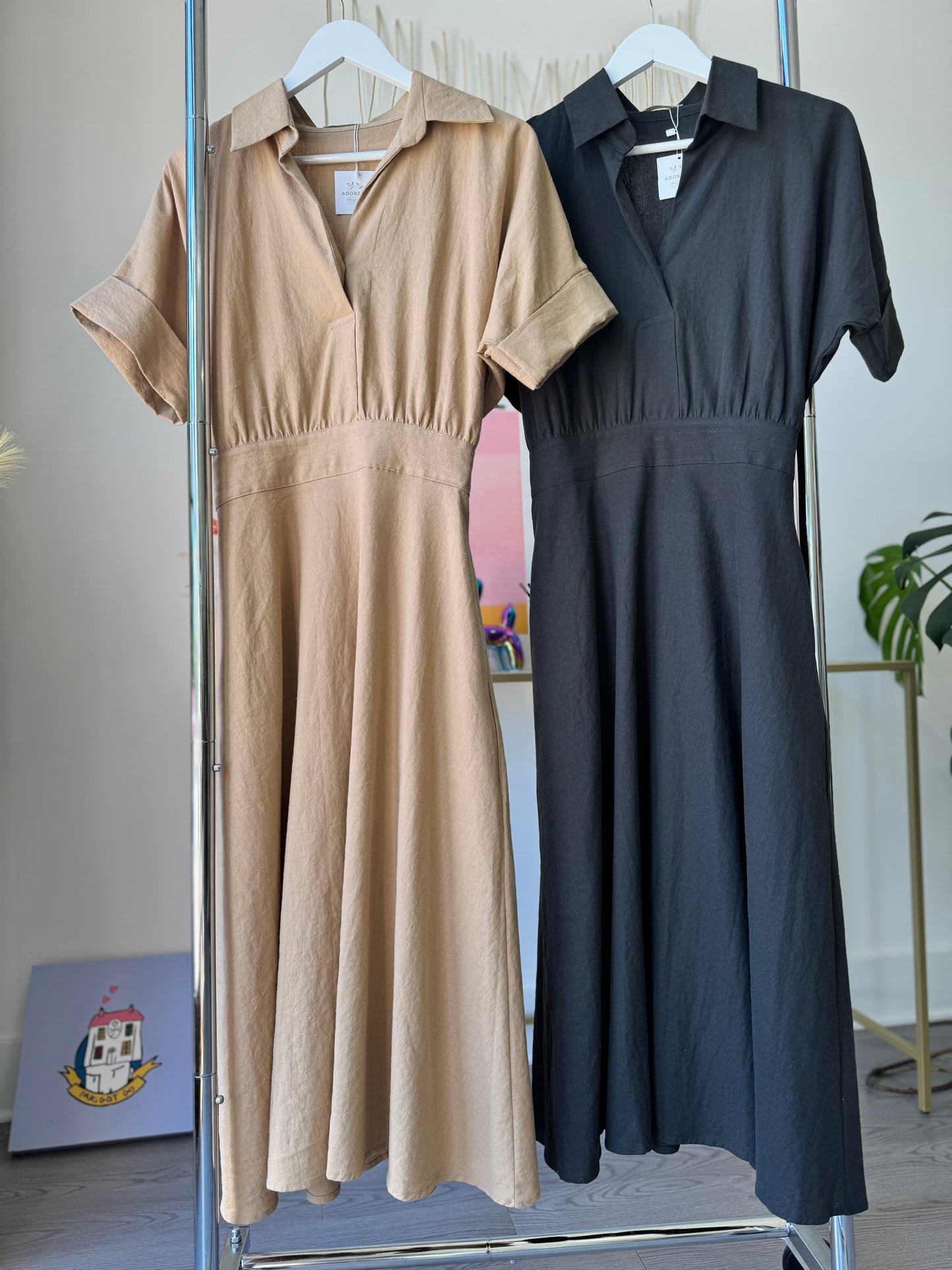 Half open linen dress