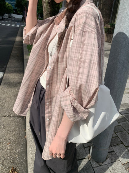 * Autumn Check Oversized Shirt