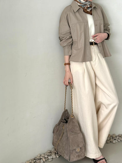 Matte Leather-Look Shirt Jacket