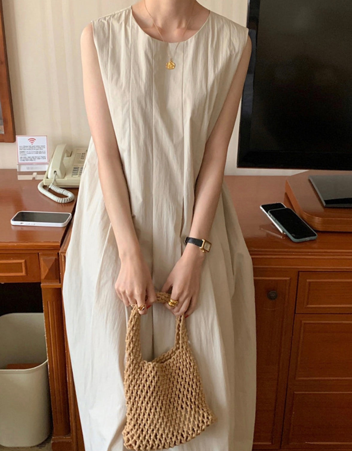 * Plain Pintuck Dress