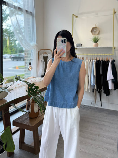 A-Line Tank & Soft Denim Shorts Set - AdoreMeU